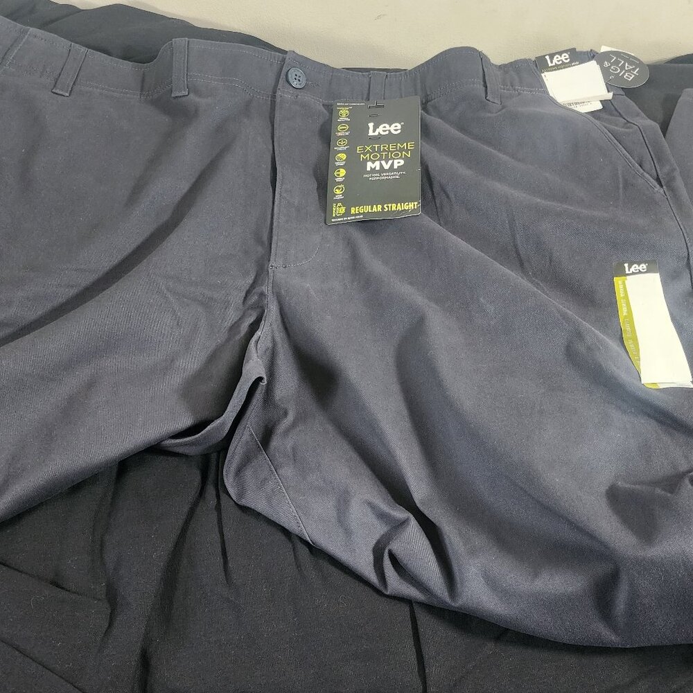 Men's Regular Straight Pants Lee MVP Extreme Motion Navy 50x30 Stretch Navy nwt